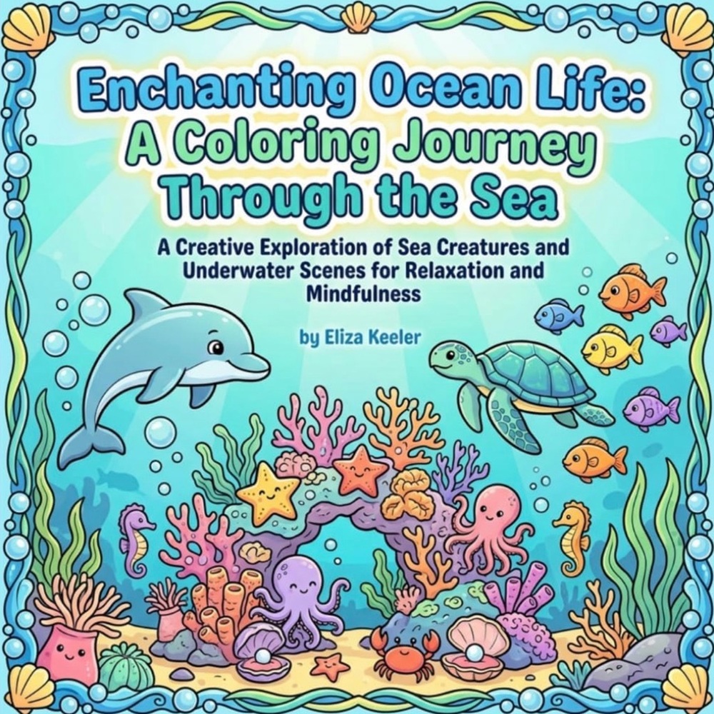 Enchanting Ocean Life Coloring Book - Sea Creatures Design for kids or adults